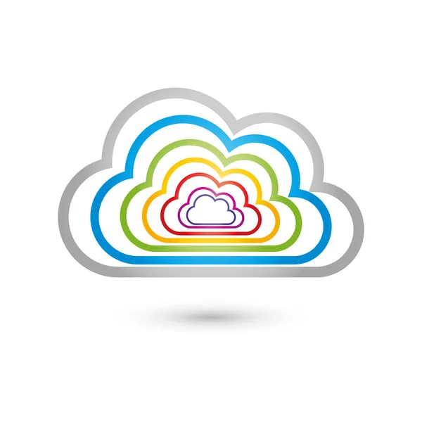 Wolke, farbig, Logo, Cloud Computing — Vector de stock