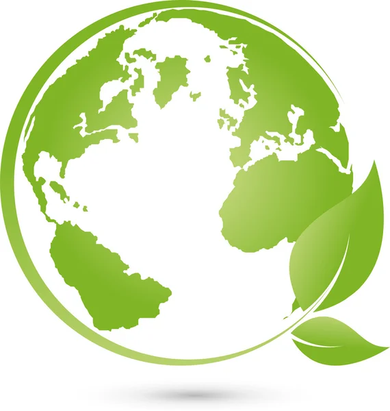Logo, Erde, Globus, Weltkugel, Blatt - Stok Vektor