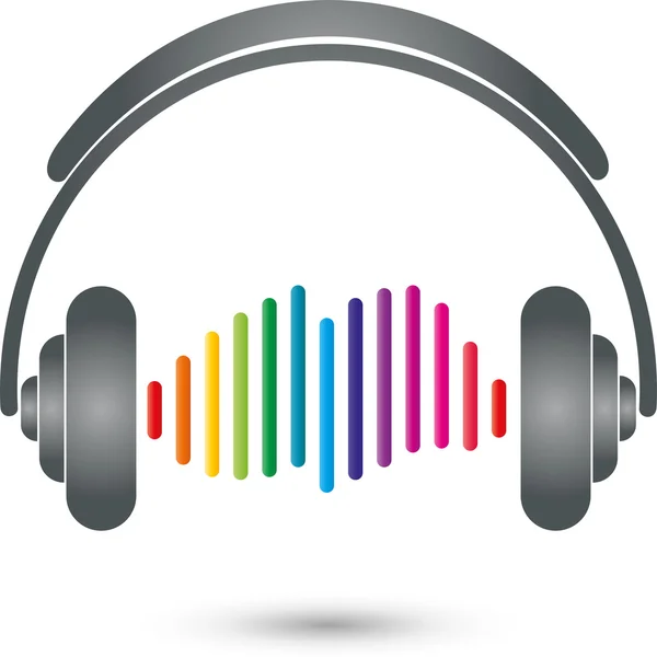 Equalizer, Kopfhörer, Musik-Logo, Sound — Stockvektor