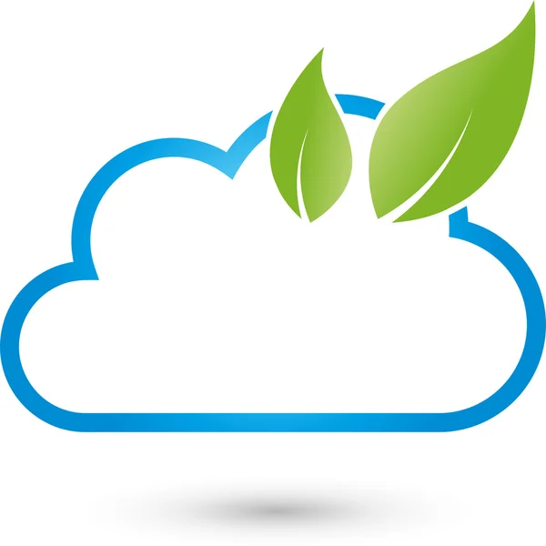 Cloud Computing, wolke, blatt, green it — Stockvektor