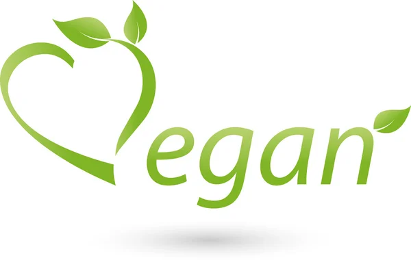 Vegetarisches Symbol, Blatt, Vegan, Herz - Stok Vektor
