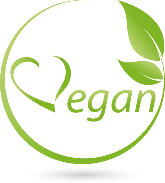 Vegetarisches Symbol, Blatt, Vegan, Herz - Stok Vektor
