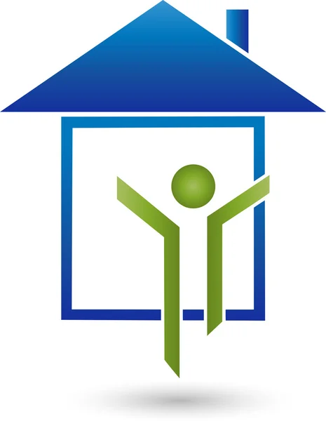 Mensch und Haus, Logo, Dienstleistung, Immobilien — Vector de stock