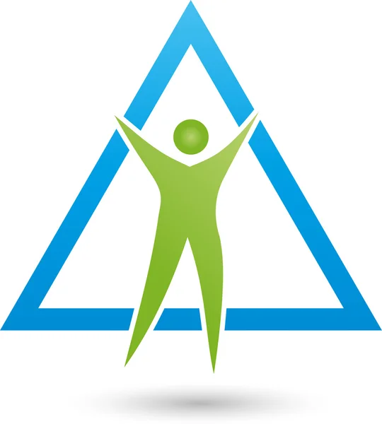 Mensch und Dreieck, Logotipo, Persona, Vektor — Vector de stock