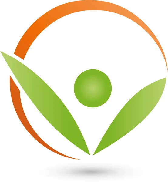 Blatt, Orang, Mensch, Logo - Stok Vektor