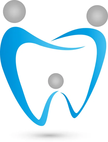 Drei Menschen, Zahn, Logo, Familienzahnarzt — Stock vektor
