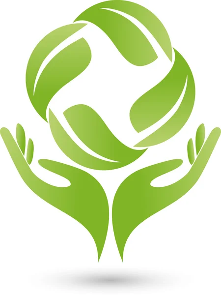 Four leaves, hands, Logo, Heilpraktiker — Stock Vector