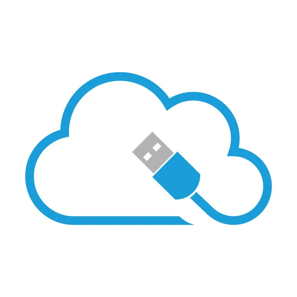 Le cloud computing, Wolke, Port Usb, Usb — Image vectorielle