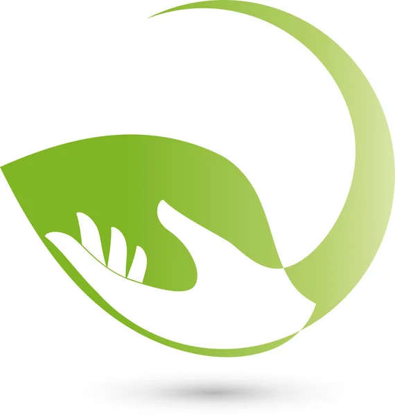Tangan und Blatt, Pflanze, Heilpraktiker, Logo - Stok Vektor