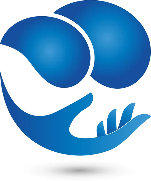 Ręka und Zwei Wassertropfen, Logo, Wasser, ręka — Wektor stockowy