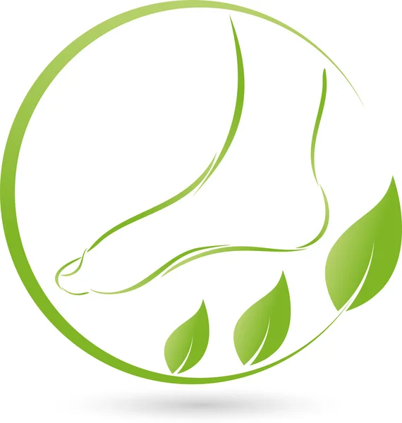 Picior și frunze, logo, pedichiură, Pflanze — Vector de stoc