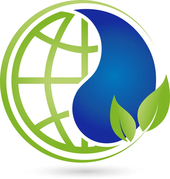 Erde Tropfen, Blatt, Globus, Weltkugel, Logo - Stok Vektor