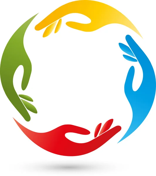Τέσσερα χέρια, Helfer, ομάδα, λογότυπο — Διανυσματικό Αρχείο