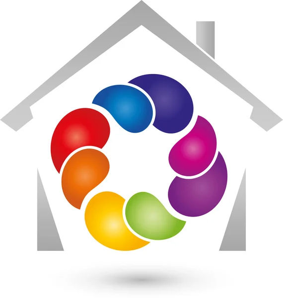 Haus und Tropfen, farbig, Maler, Logo - Stok Vektor