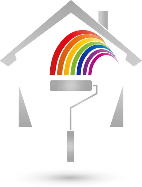 Haus, Maler Rolle, Maler, Logo - Stok Vektor