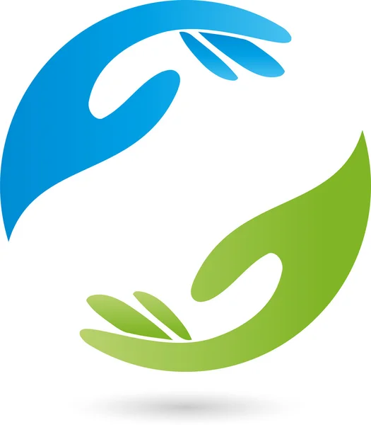 Dwie ręce, Logo, Ergotherapie, Seelsorge — Wektor stockowy