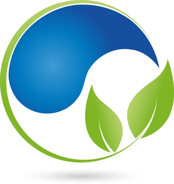 Logo feuilles et gouttes, bio, médecins — Image vectorielle