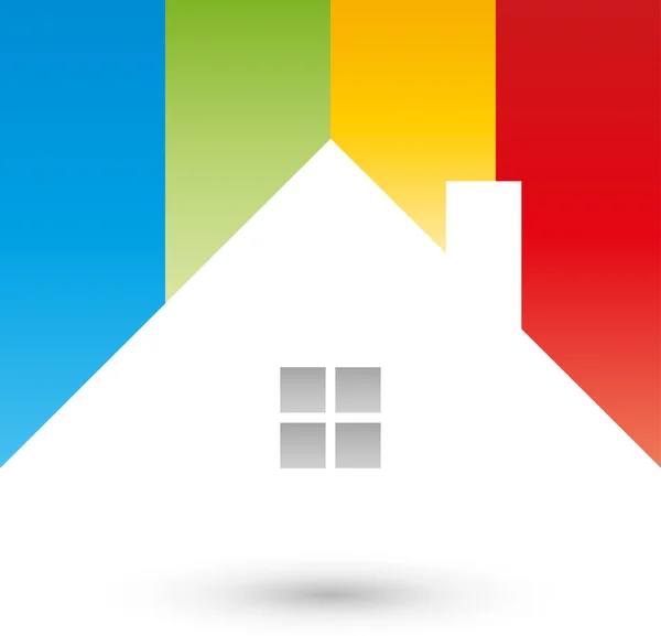 Warna rumah, logo pelukis, logo penuh warna - Stok Vektor
