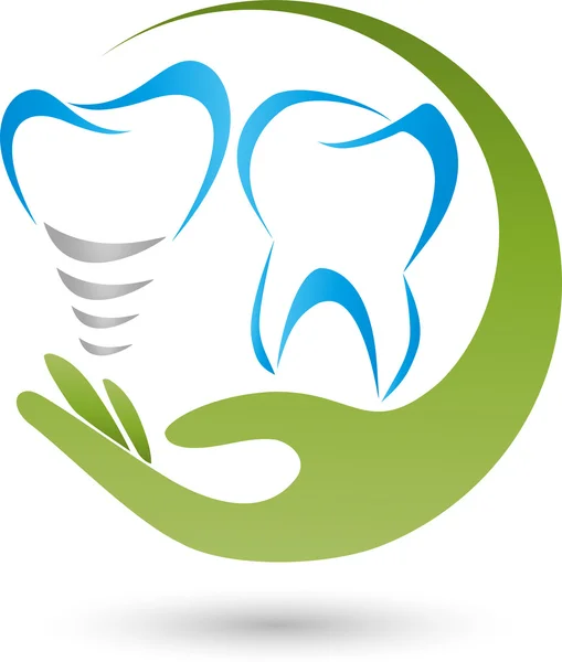 Gigi, tangan, implan gigi, Logo, Dental Logo Stok Ilustrasi 