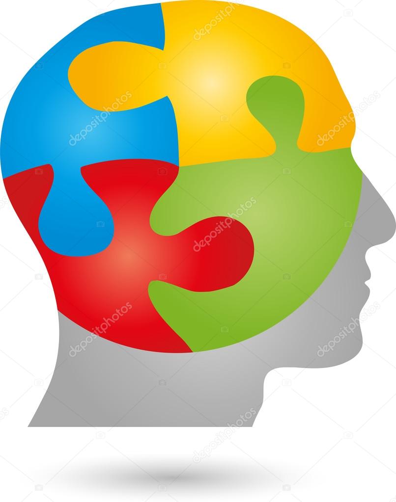 Face and head, human puzzle logo