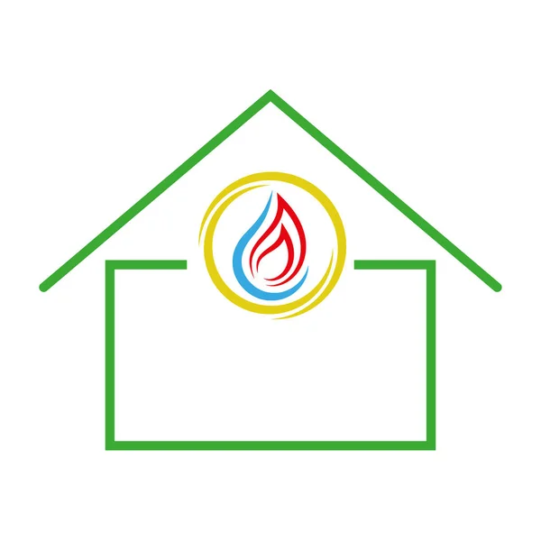 Rumah Air Api Tukang Ledeng Tukang Ledeng Logo Ikon - Stok Vektor