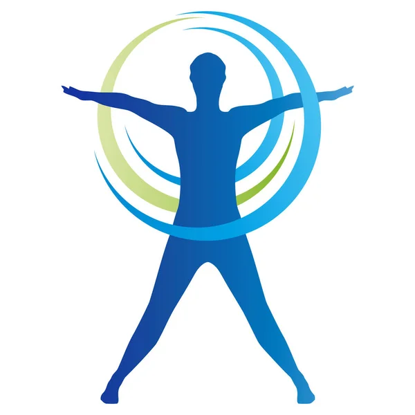 Manusia Bergerak Kebugaran Kesehatan Logo - Stok Vektor