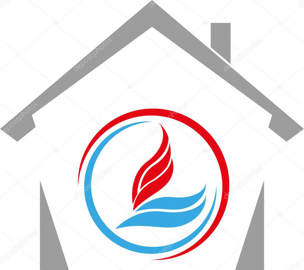 House, water, flame, plumber, plumber, logo, icon