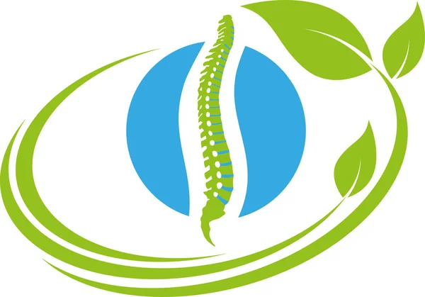 Rug Wervelkolom Bladeren Orthopedie Massage Logo — Stockvector