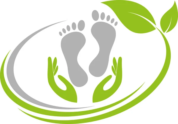Hände Füße Physiotherapie Podologie Logo Hintergrund — Stockvektor