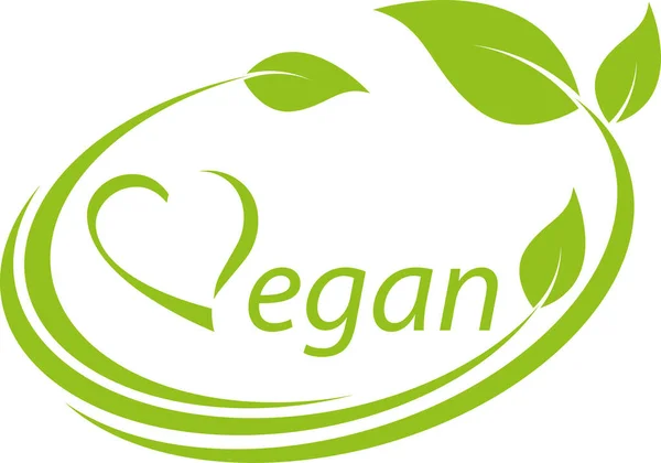 Simbol Vegetarian Dengan Daun Vegan Hati Logo Latar Belakang Stok Vektor
