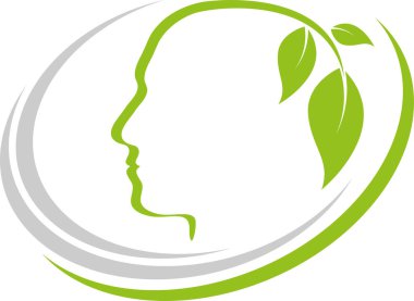 İnsanlar, yüz, kafa ve yapraklar, logo, arkaplan 
