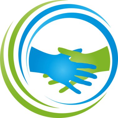 El sıkışma, iki el, logo, arka plan 