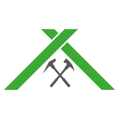 Çatı ve aletler, ev, çatı tamircisi, logo, simge 