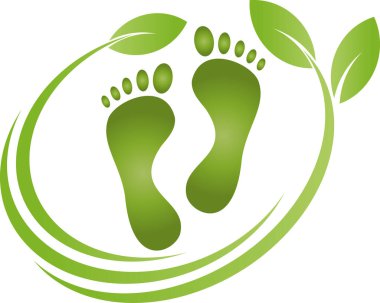 Çimlerin üzerinde yeşil ayak izi