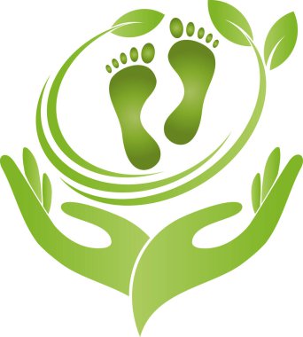 Beyaz arkaplanda yeşil ayak izi, vektör illüstrasyonu