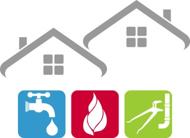 ev ve su ikonu vektör illüstrasyonu