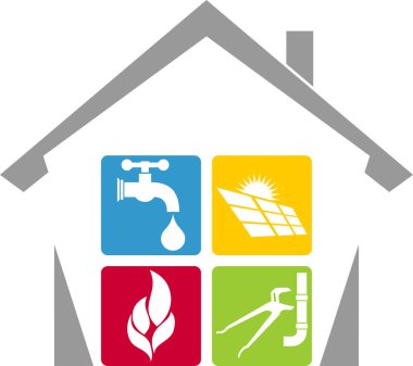 Ev ve aletler, tesisatçı, yükleyici logosu