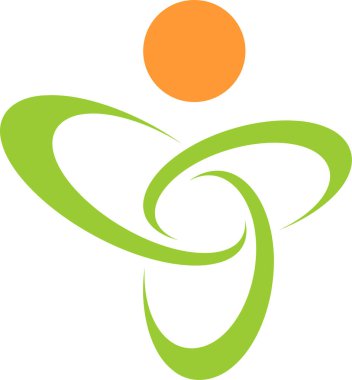 Hareket halindeki kişi, soyut yeşil logo tasarım şablonu