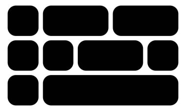 Çağdaş vektör ve web tasarım projeleri için ideal boyutlarda, soyut modern formlar, yaratıcı komedi tarzı paneller ve çeşitli fayanslar içeren Bento tarzı ızgara düzeni. Kare daire.