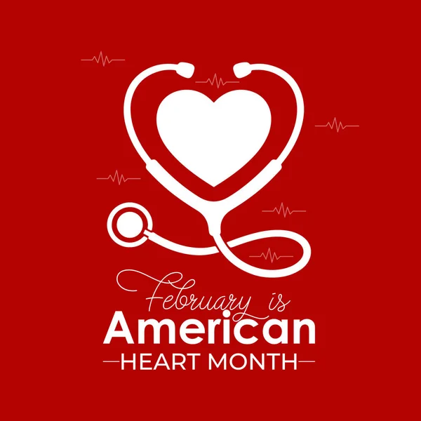 Amerikan Kalp Ayı posterleri, afişler ve kartlar için vektör tasarım şablonu. Amerikan kalbi her yıl şubat ayında gözlemlenir. Vektör illüstrasyonu.
