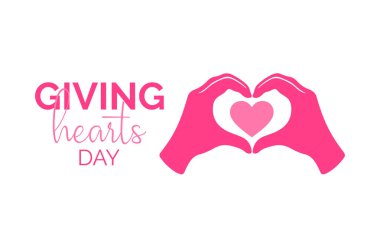 Kalpleri Verme Günü, sevgi ve cömertliğin gücünü temsil eder. Bu sevgi dolu bir insan figürü tarafından sembolize edilir ve bir kalp sunmak için elini uzatır. Afiş, el ilanı ve arkaplan tasarım şablonu.