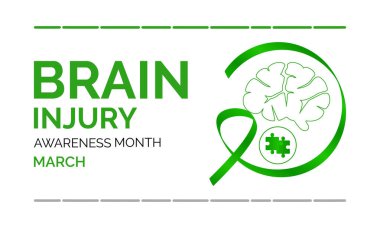 Mart ayında Beyin Sakatlığı Ayını beyin ve kurdele tasarımıyla kutlayın, posterler, dijital grafikler, pankartlar, kartlar ve çevrimiçi farkındalık içeriği için mükemmel.