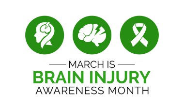 Mart ayında Beyin Sakatlığı Ayını beyin ve kurdele tasarımıyla kutlayın, posterler, dijital grafikler, pankartlar, kartlar ve çevrimiçi farkındalık içeriği için mükemmel.