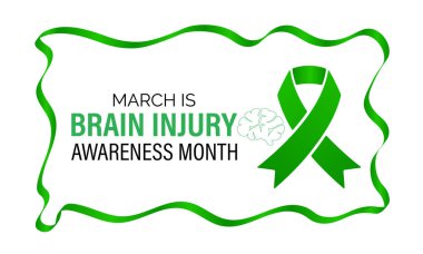 Mart ayında Beyin Sakatlığı Ayını beyin ve kurdele tasarımıyla kutlayın, posterler, dijital grafikler, pankartlar, kartlar ve çevrimiçi farkındalık içeriği için mükemmel.