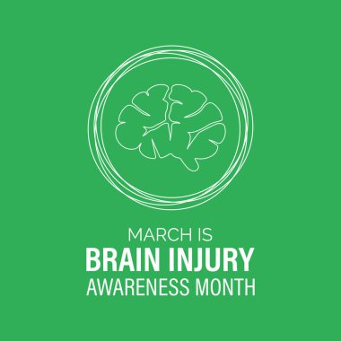 Mart ayında Beyin Sakatlığı Ayını beyin ve kurdele tasarımıyla kutlayın, posterler, dijital grafikler, pankartlar, kartlar ve çevrimiçi farkındalık içeriği için mükemmel.