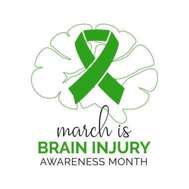 Mart ayında Beyin Sakatlığı Ayını beyin ve kurdele tasarımıyla kutlayın, posterler, dijital grafikler, pankartlar, kartlar ve çevrimiçi farkındalık içeriği için mükemmel.