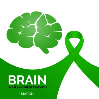 Mart ayında Beyin Sakatlığı Ayını beyin ve kurdele tasarımıyla kutlayın, posterler, dijital grafikler, pankartlar, kartlar ve çevrimiçi farkındalık içeriği için mükemmel.