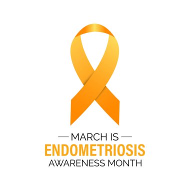Endometriyozis farkındalık ayının vektör illüstrasyonu Mart ayında her yıl kutlanır. Uterus ve Gerçekçi bir kurdele sembolü. Pelvik sağlık pankartı tasarımını etkileyen acı verici, uzun vadeli bir rahatsızlık.