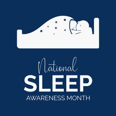 Ulusal Uyku Farkındalığı Ayının vektör grafiği her yıl Mart ayında gözlemlenmektedir. Pankart, kart, baskı, sosyal medya, poster, el ilanı ve arkaplan tasarım şablonu için tasarım.