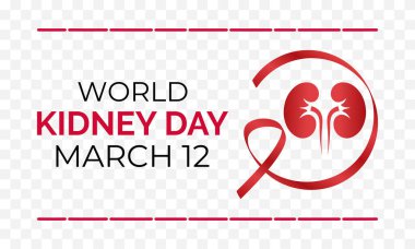Dünya Böbrek Günü Vektör Gösterimi. Steteskoplu hastane böbrek bakımı doktorları böbrek hastalıklarıyla mücadeleye öncülük ediyorlar. Afiş, el ilanı ve arkaplan tasarım şablonu.